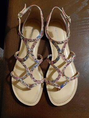 Gianni Bini Multicolor Jeweled Strappy Sandals - Pink/Blue Size 9M